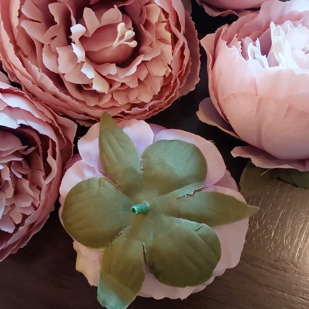 Mauve Pink Peony Artificial Flower Heads X7